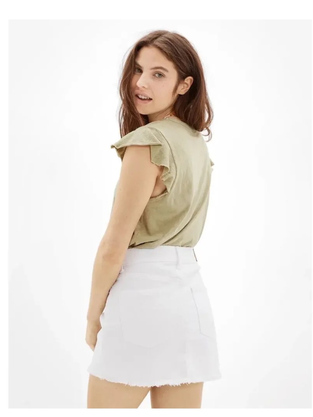 American Eagle white jean hi-rise mini skirt